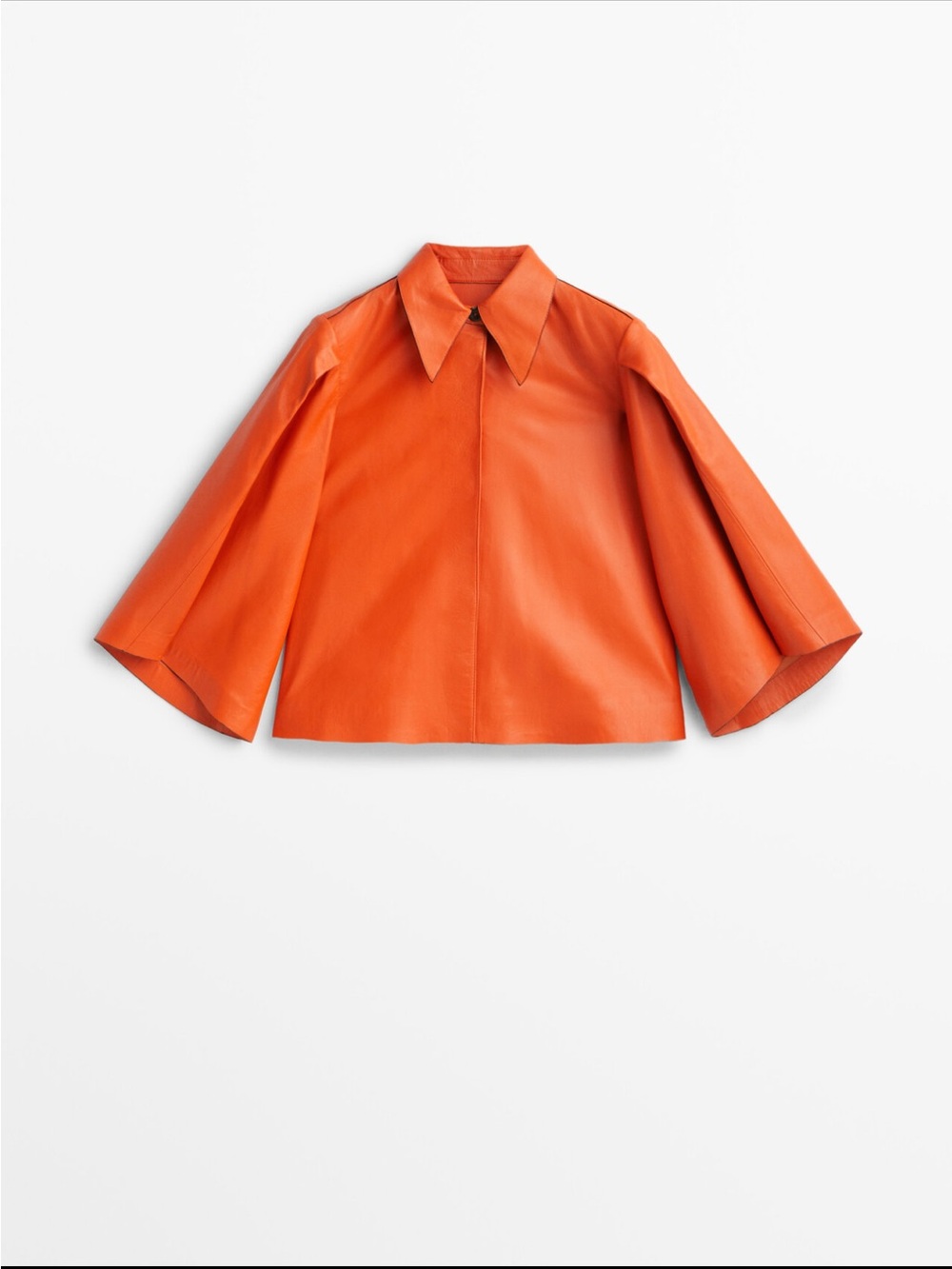 Massimo Dutti Orange Cape-Sleeve Cropped Jacket